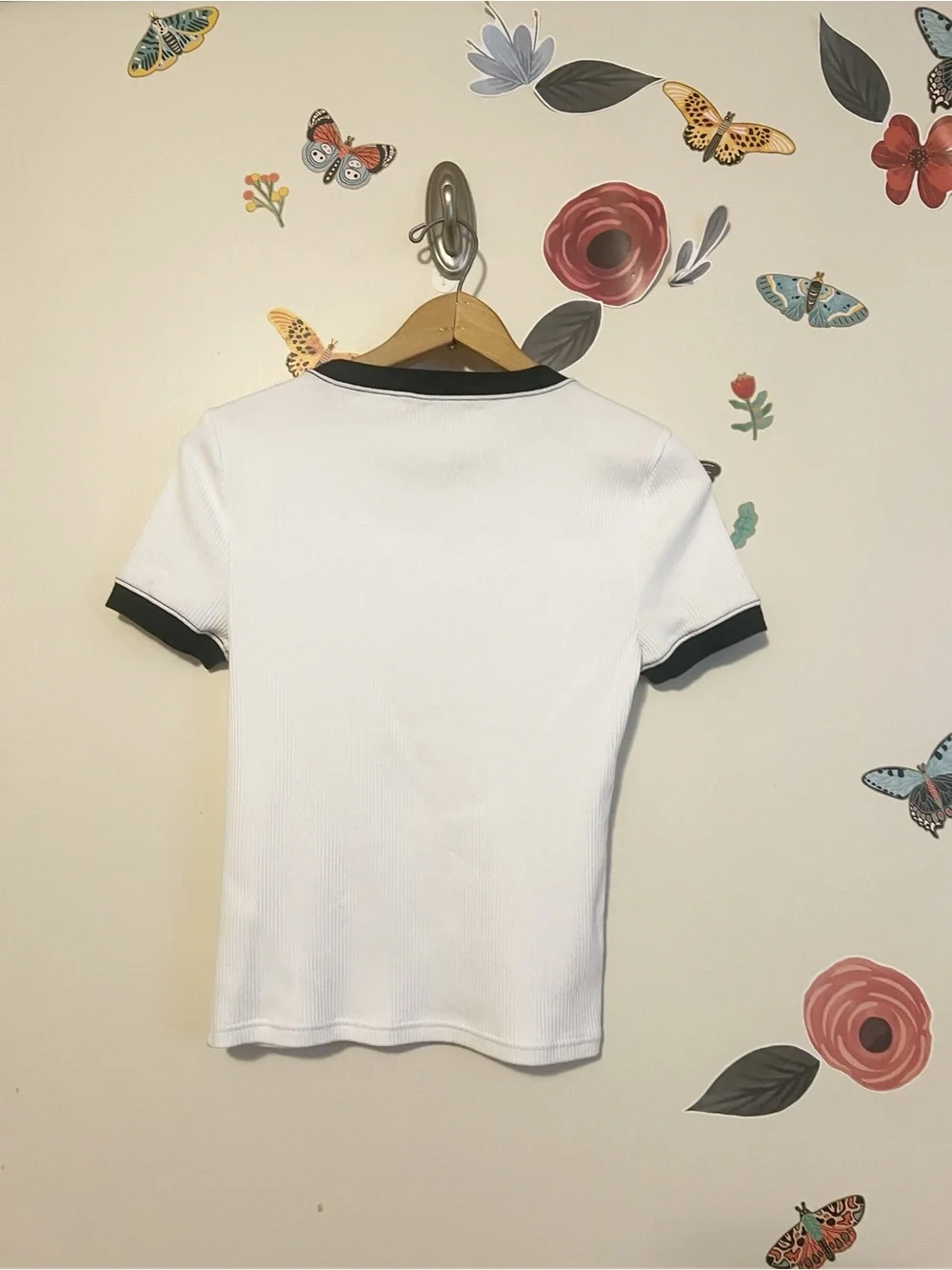 J. Crew Vintage rib shrunken T-shirt with contrast trim M